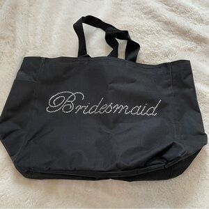 Elevate Your Bridal Party with Our 12x18 Rhinestone Bridesmaid Tote Bag in Black